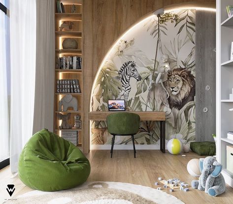 Jungle Bedroom, Luxury Kids Bedroom, Kids Bedroom Inspiration, Kids Bedroom Designs, Kids Bedroom Design, Kid Bedroom, Kids Interior Room, Baby Room Design, Interior Room