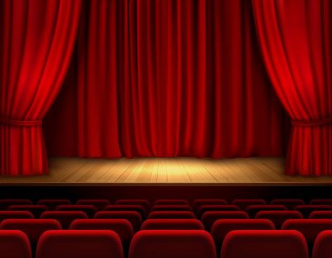 Theater stage background Red Velvet Curtains, Theater Stage, Stage Curtains, Theatre Scene, Stage Background, Theatre Stage, Red Curtains, Cartoon Background, Velvet Curtains