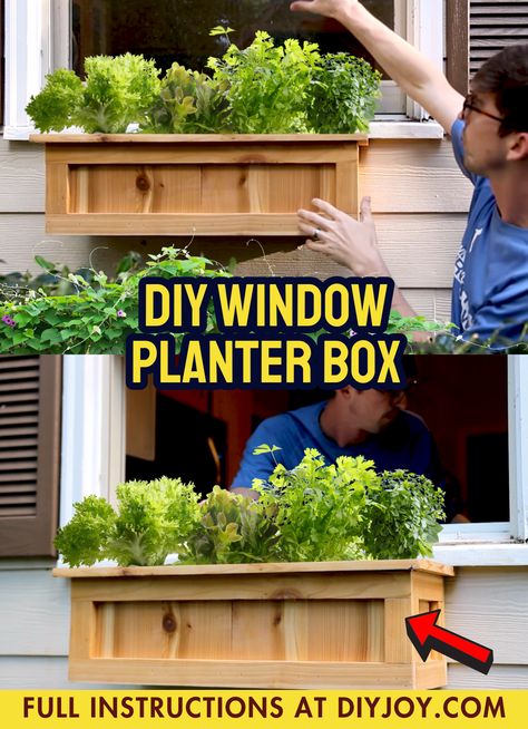 Been wanting to have an herb garden but don't have space at home? Make this DIY window planter box instead! Diy Window Planter, Window In The Kitchen, Window Planter Box, Window Planter, Window Planters, Window Planter Boxes, Building Projects, Backyard Diy Projects, Diy Window