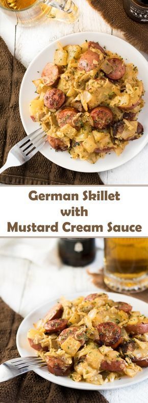 German Skillet with Mustard Cream Sauce recipe Keto Cabbage, Keto App, Mustard Cream Sauce, German Food Authentic, Cream Sauce Recipe, Recipes List, Start Keto, Keto Diets, Cream Sauce Recipes