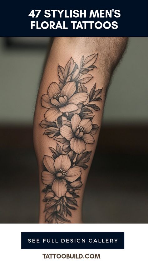 A collection of 47 unique men's floral tattoos featuring creative designs and artistic styles, showcasing the beauty and personal meaning in floral tattoo art. Flower Shoulder Tattoo, Free Tattoo Designs, Floral Tattoos, Manga Tattoo, Intricate Tattoo, Tattoo Designs For Men, Floral Tattoo Design, Full Sleeve Tattoo, Modern Tattoos