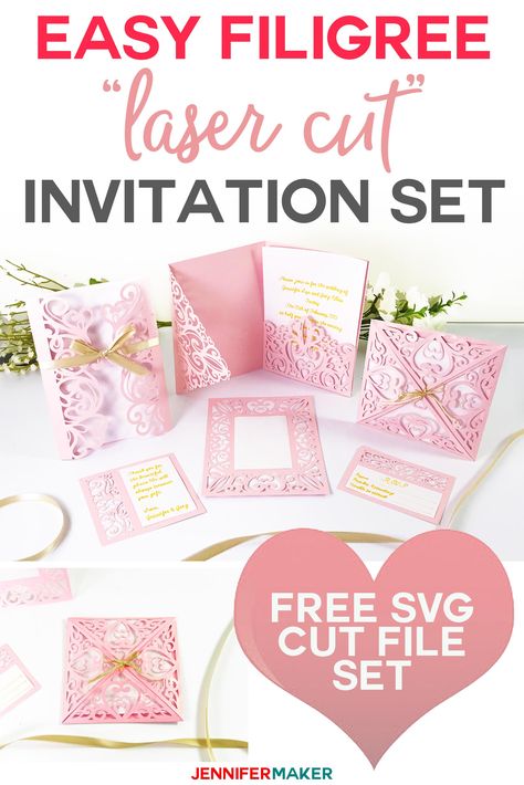 DIY Wedding Invitation Templates - Free and Complete SVG Cut File Set #weddings #cricut #cricutmade #invitations Cricut Invitations, Cricut Wedding Invitations, Square Wedding Invitations, Diy Wedding Invitation, Diy Wedding Invitations Templates, Free Wedding Invitations, Idee Cricut, Cricut Wedding, Design Invitation