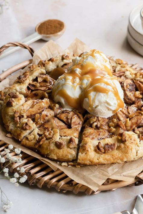 Salted Caramel Apple Galette Pie Crust Top, Apple Pie Crust, Non Dairy Butter, Salted Caramel Apple Pie, Strudel Recipes, Apple Galette, Buttery Pie Crust, Baking Science, Salted Caramel Sauce