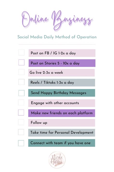 Daily method of operation for Social Media checklist for online business owners Daily Social Media Posting Schedule, Weekly Posting Schedule Social Media, Ipad Schedule, Post Schedule, Social Media 101, Social Media Management Business, Social Media Marketing Planner, Social Media Content Planner, Social Media Posting Schedule