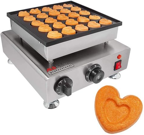 ALDKitchen Poffertje Mini Dutch Pancake Baker Maker | Electric Poffertjes Baking Machine | Nonstick | 110V (25 Heart-Shaped) Mini Dutch Pancakes, Mini Pancake Maker, Heart Pancakes, Heart Shaped Pancakes, Grill Machine, Romantic Breakfast, Dutch Pancakes, Waffle Irons, Pancake Maker