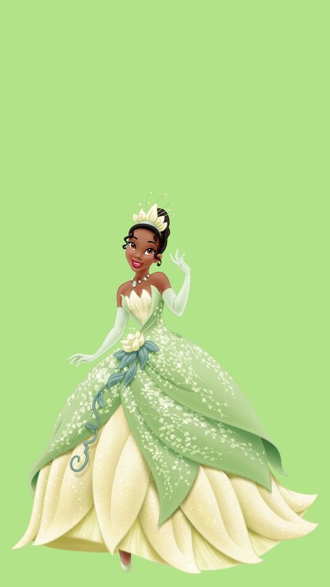 Princess Tiana Wallpaper, Princess Tiana Aesthetic, Tiana Wallpaper, Black Disney Princess, Tiana Princess, Disney Minimalist, Tiana Dress, Tiana Disney, Princess Birthday Party Decorations