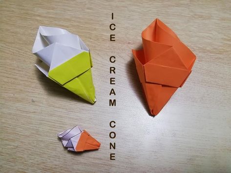 Ice Cream Cone Diy, Make Ice Cream, Diy Origami, Ice Cream Cone, Www Pinterest Com, 3d Objects, Origami, Ice Cream, Paper Crafts