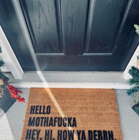 Hello Mothafucka Hey Hi How Ya Derrrn Doormat, Lil Wayne Door Mat, Funny Rug, Outdoor Welcome Mat, Custom Personalized Door Mat, Funny Gift Funny Rug, Door Mat Funny, Outdoor Welcome Mat, Funny Welcome Mat, Rug Outdoor, Funny Doormats, Design Text, Coir Doormat, Custom Doormat