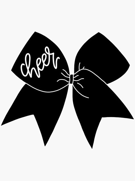 "Cheer Bow (Black)" Sticker for Sale by crystalcreative | Redbubble Cheer Bow Svg Free, Cheer Bow Drawing, Cheer Cricut Ideas, Cheer Decals, Cheer Silhouette, Cheer Stickers, Cheer Clipart, Cheer Gear, Bow Drawing