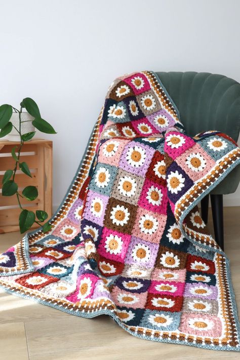 Patchwork granny square blanket