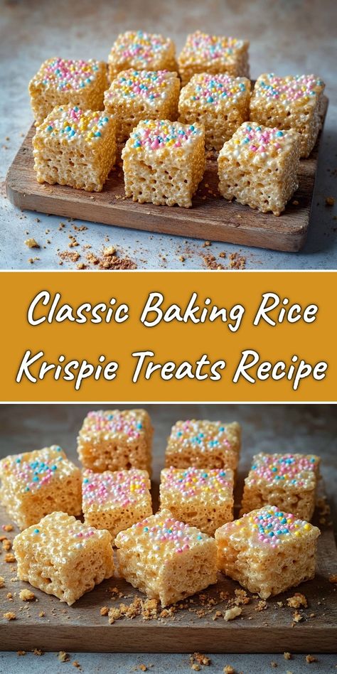 Dive into the nostalgia with my Classic Baking Rice Krispie Treats Recipe! These sweet squares are not just a treat for your taste buds but also an experience that brings back fond childhood memories. With the perfect balance of crispy and chewy, they're simple to make and irresistible to eat. Don't forget to top them with colorful sprinkles for that extra fun touch! Follow along for a delightful, quick recipe that's perfect for any occasion. Classic Rice Crispy Treats Recipe, Treats With Marshmallows, Rice Krispie Treats Original Recipe, Pumpkin Cream Cheese Bread, Rice Krispie Treats Recipe, Rice Crispy Treats Recipe, Pork Chop Recipes Grilled, Cream Cheese Bread, Cheese Bread Recipe