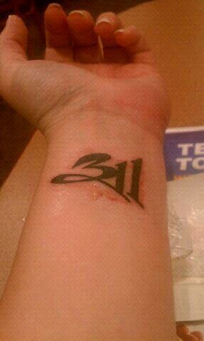 Cool 311 Tattoo 311 Tattoo Ideas, 311 Tattoo, Kaomoji Tattoo, Band Logo, Band Logos, Pretty Tattoos, Tattoos And Piercings, Cool Tattoos, Tatting