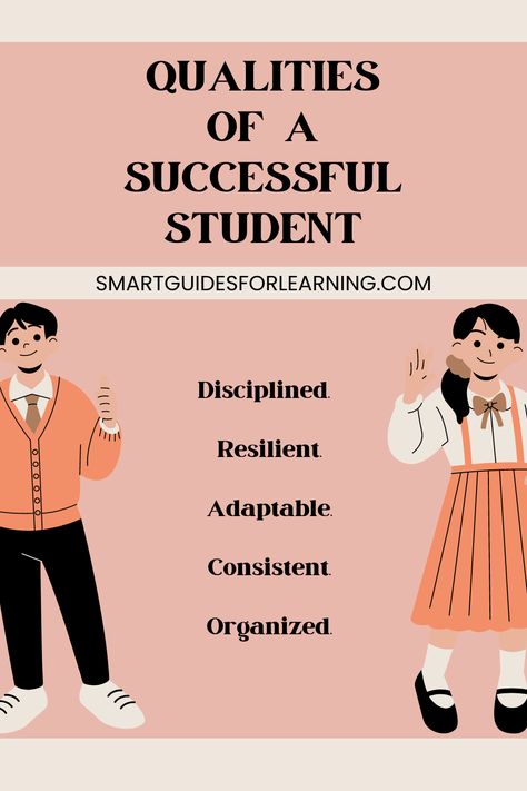 Successful students have qualities that make them successful. Disciplined. Resilient. Adaptable. Consistent. Organized. #successfulstudent #successfulstudentqualities #successfulstudenthabits #studyhabits #studentgoals Successful College Student, Success Poster, Lifestyle Hack, Study Schedule, Student Goals, Study Plan, Study Habits, Exam Study, College Student