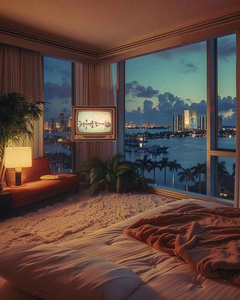 Miami Vice House, Miami Vice Room Decor, Miami Vice Decor Interior Design, Miami Vice Apartment, Miami Chic Interior Design, 80s Miami House, Miami Vice Decor, 80s Miami Aesthetic Home, 1980 Interior Design