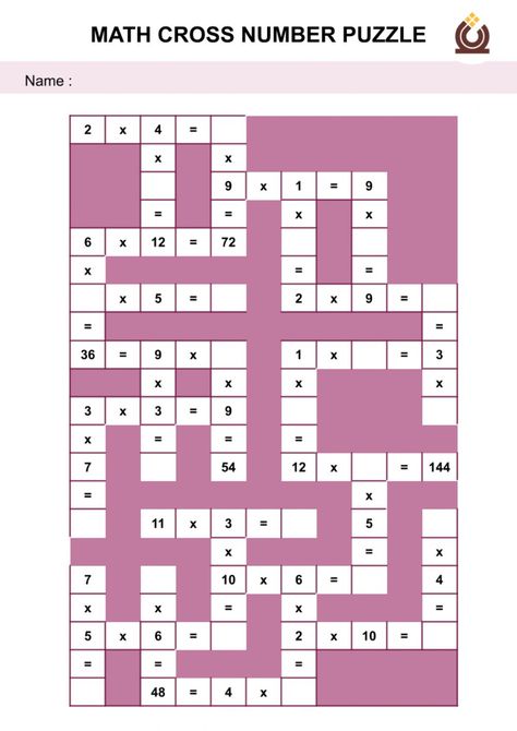 Cross Math Puzzle, Multiplication Equal Groups, Math Crossword, Multiplication Puzzles, Repeated Addition Multiplication, Math Integers, Abacus Math, Coloring Mask, Sequencing Worksheets