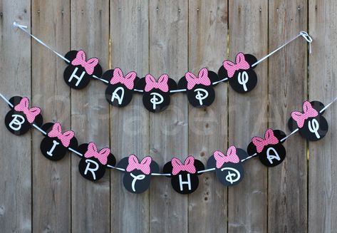 Birthday Party Minnie Mouse, Minnie Mouse Birthday Banner, Minnie Mouse Banner, Diy Kids Birthday Party, Minnie Mouse Party Supplies, Minnie Mouse Clubhouse, Minnie Mouse Theme Party, Twodles Birthday, Minnie Mouse Birthday Party Decorations