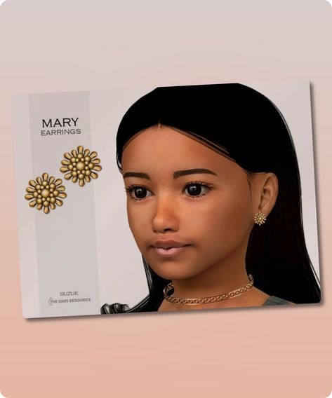 Sims 4 Accessory CC: Mary Earrings Child By Suzue Sims 4 Child Accessories Cc, Sims4 Earrings, 4 Piercings, Sims Accessories, Sims 4 Piercings, Sims Medieval, Sims 4 Cc Download, Sims 5, Sims 4 Children