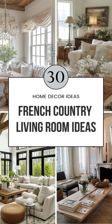 Bring elegance with these 30+ French country living room decor ideas, blending French cottage style with Mediterranean fireplaces. Find tips on creating a luxury cottage interior and Spanish-inspired apartments, perfect for a modern French country home. Save this pin to your Modern French Country Decorating board! Rustic French Country Living Room, Modern French Country Living Room, French Country Living Room Ideas, French Country Living Room Decor Ideas, French Country Living Room Decor, Modern French Country Decorating, French Country Family Room, French Cottage Living Room, Country Living Room Decor