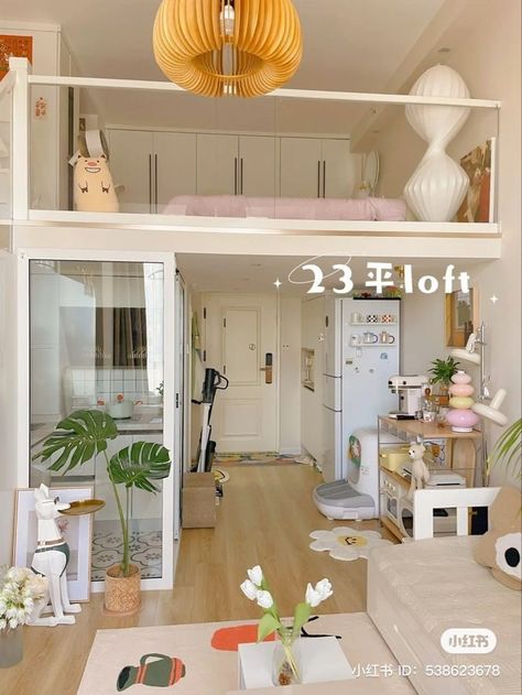 Small Loft Apartments Cozy, Korean Loft Apartment Floor Plan, Korean Loft Apartment Aesthetic, Korean Loft Apartment, Luxury Kitchen Design Modern Interiors, Korean House Interior, Cute Aesthetic Rooms, Luxury Kitchens Modern, Korean Apartment