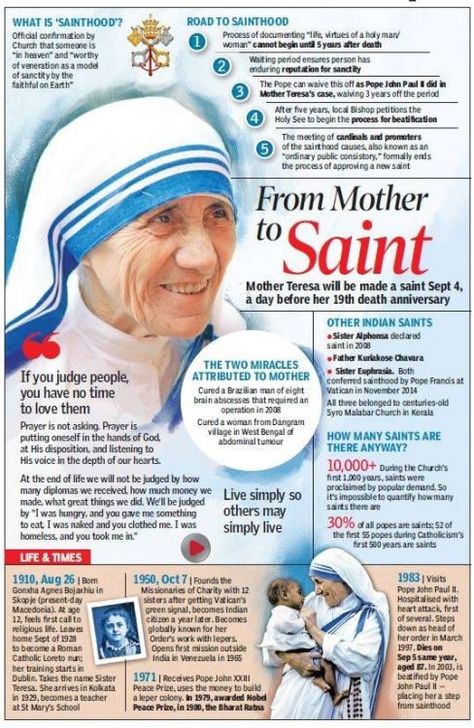 Saint of the Day – 5 September – St Mother Teresa of Calcutta MC (born Agnes Gonxha Bojaxhiu) – Consecrated Religious Nun, Founder of the Order of the Missionaries of Charity, Apostle of Charity, Missionary, Nobel Peace Prize Winner 1978, Anti-Abortion Activist  – (26 August 1910 in Skopje, Albania (modern Macedonia) – 5 September 1997 in Calcutta, West Bengal, India of natural causes).   She was Beatified on 19 October St Mother Teresa, Missionaries Of Charity, Teresa Of Calcutta, Saint Teresa Of Calcutta, Mother Teresa Quotes, 5 September, Saint Teresa, Law Books, Nobel Peace Prize