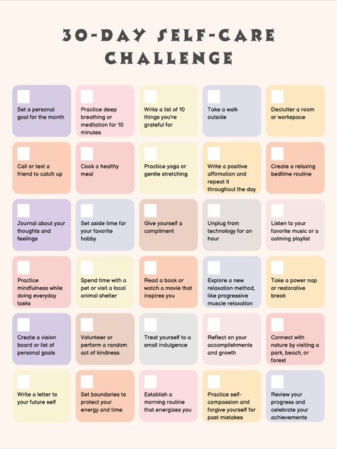 30 Day Self Care Challenge, 30 Day Self Care, Self Care Challenge, Fotografi Urban, 30 Day Health Challenge, Self Care Bullet Journal, Writing Therapy, Vie Motivation, Buku Skrap