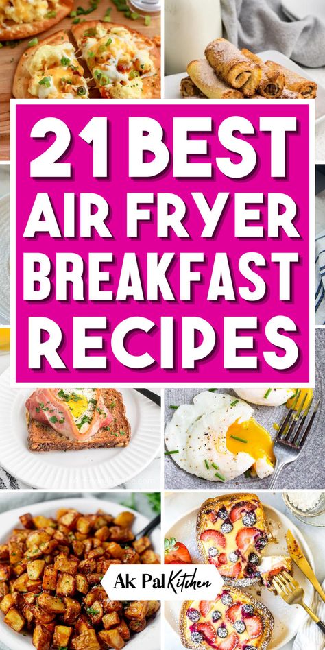 Discover a world of easy air fryer breakfast recipes. From crispy air-fried waffles and pancakes to delicious air-fried bacon, air-fried French toast, and air-fried sandwiches, these quick breakfast ideas will make your mornings a breeze. Try our healthy air fryer breakfast recipes for a guilt-free start to your day. Elevate brunch with air fryer breakfast casserole and omelets. Try easy air-fried breakfast bites – a perfect balance of taste and nutrition. So enjoy these air fryer meals. Fried Waffles, Fried Sandwiches, Air Fryer Breakfast Recipes, Airfryer Breakfast, Quick Breakfast Ideas, Air Fryer Meals, Air Fryer Breakfast, Fried Bacon, Air Fryer Recipes Breakfast