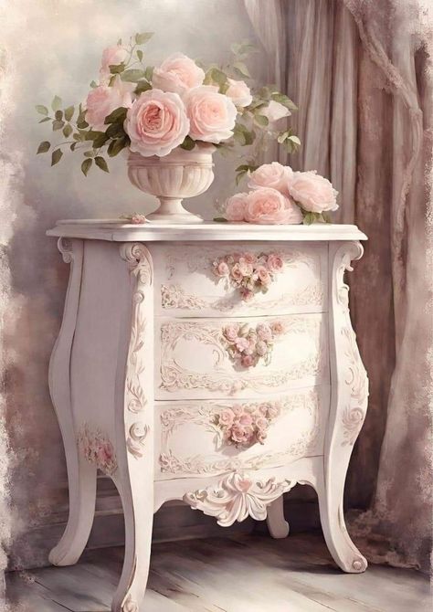 Dresser Paint, Ballet Ribbon, Romantic Furniture, Paris Room Decor, Chic Living Room Design, Cottage House Interior, Victorian Room, Muebles Shabby Chic, Shabby Chic Interior Design