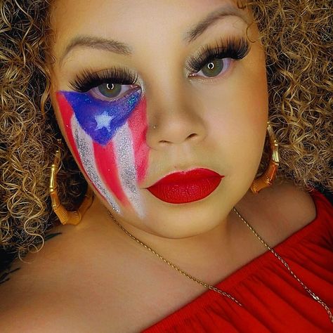 Puertorican flag makeup look self taught make up artist 31 Days Of Halloween, Hispanic Heritage Month, Hispanic Heritage, Heritage Month, Face Paint, Flag, Paint, Halloween, Makeup