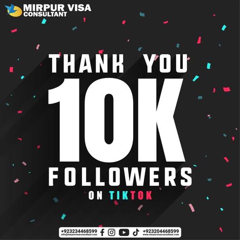 Celebrating a Milestone: Thank you to 10,000 followers on TikTok! Your support means the world to us. Stay tuned for more exciting content from Mirpur Visa Consultant. 🎉 Follow us on Tiktok:https://www.tiktok.com/@mirpurvisaconsultant #followusontiktok #tiktok #10kfollowers #tiktoksupport #mirpurvisaconsultant 10 000 Followers, Followers On Tiktok, Visa Consultant, Milestones, Stay Tuned, Follow Us, Vision Board, Thank You, Collage