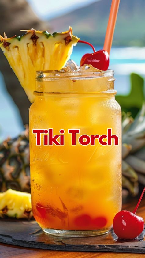 The Tiki Torch Vodka Recipes Easy, Cinnamon Whiskey, Summer Drinks Alcohol, Liquor Recipes, Cocktail Drinks Alcoholic, Jello Shot, Yummy Alcoholic Drinks, Tiki Drinks, Unique Cocktails