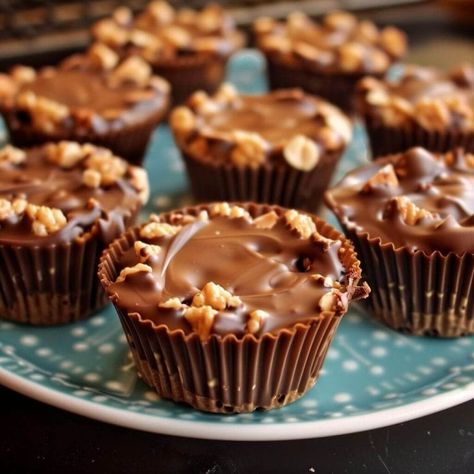 Chocolate Peanut Butter Rice Krispie Cups – Tasty Recipes Chocolate Rice Krispie Peanut Butter Cups, Gourmet Peanut Butter Cups, Chocolate Peanut Butter Crunch Cups, Chocolate Peanut Butter Rice Crispy Cups, Gourmet Chocolate Peanut Butter Cups, Rice Krispies Recipes, Chocolate Rice Krispie Balls, Desert Cups Ideas, Chocolate Goodies