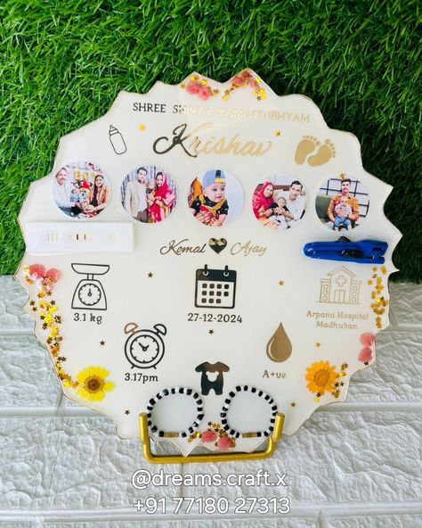 Resin frame (baby Keepsake) 🩵🌸 10 inches 12 inches 14 inches LED and stand included Can be customised in any theme #babyhanger #babyresinkeepsake #babyresinframe #resinframe Baby Resin Frame, Resin Baby Frame, Resin Baby Keepsake, Baby Boy Decorations, Baby Hangers, Resin Crafts Tutorial, Resin Frame, Baby Frame, Epoxy Resin Art