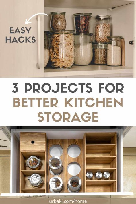 Are you tired of struggling to find what you need in your kitchen due to disorganized drawers and cabinets? If so, we have the perfect solution for you. Our blog is dedicated to helping you improve your home and we are thrilled to share our latest post with you. In this video, you'll explore three easy DIY projects that are perfect for enhancing your kitchen storage and organization. Whether you have a small kitchen with limited space or just need some fresh ideas to declutter and maximize... Kitchen Storage And Organization, Kitchen Clutter, Home Board, Spice Rack, House Cleaning Tips, Cleaning Organizing, Easy Diy Projects, Simple Tricks, Easy Projects