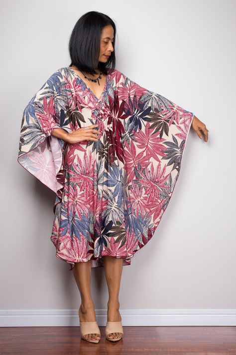 Short Kaftan Dress, Maxi Frocks, Oversized Tunic Dress, Short Kaftan, Kimono Floral, Oversized Tunic, Flower Print Dress, Short Kimono, Dress Flower