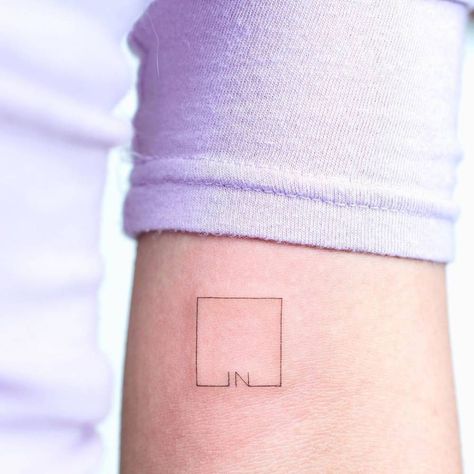 Fine line tattoo on inner forearm Tattoo In Square, Minimalist Lettering, Ancient Tattoo, Elements Tattoo, Inner Forearm, Fine Line Tattoo, Lines Quotes, Line Tattoo, Blue Pin