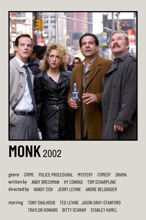 monk polaroid poster Sharona Fleming, Monk Serie, Monk Show, Ted Levine, Monk Tv Show, Mr Monk, Adrian Monk, Tony Shalhoub, Series Posters