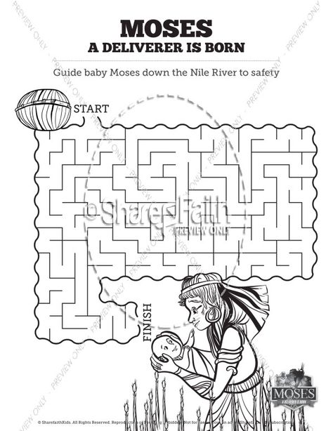 Exodus 2 Baby Moses Bible Mazes Bible Mazes, Moses Bible, Samuel Bible, Sunday School Projects, Easter Sunday School, Baby Moses, Jesus Is Alive, Resurrection Sunday, Bible School Crafts