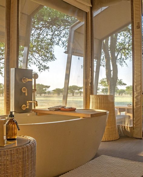 Africa Honeymoon, Serengeti Tanzania, Tented Camp, Luxury Safari Lodge, National Park Lodges, A Frame House Plans, Luxury Glamping, Cabin Tent, Safari Tent