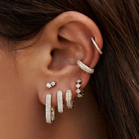 Teardrop Diamond, Diamond Ear Cuff, Gold Diamond Earrings Studs, Gold Diamond Studs, Versatile Jewelry, Pave Band, Jewelry Accessories Ideas, Gold Diamond Earrings, Diamond Chain