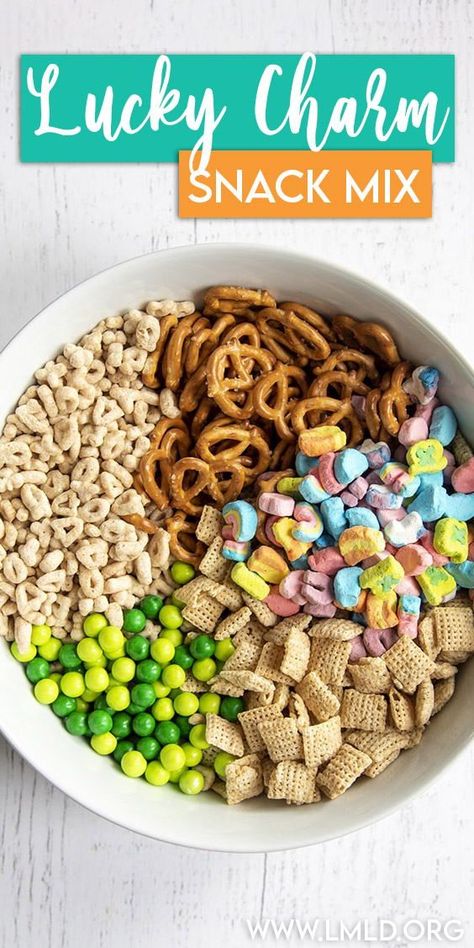 This Lucky Charms Mix is a tasty no bake cereal treat mix, that is coated in melted white chocolate, and is such a fun treat for St. Patrick’s Day. St Patrick's Day Snacks For Toddlers, Lucky Charms Dessert St Pattys, Lucky Charms Mix St Pattys, Lucky Charm Treats St Patricks Day, Lucky Charm Snacks, Recipes With Lucky Charms, Toddler St Patricks Day Snacks, Easy St Patrick’s Day Snacks For Kids, St Patricks Day Theme Food