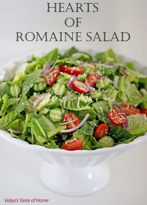 Hearts of Romaine Salad Recipe + Giveaway Delicious Salad Dressings, Different Salads, Romaine Salad, Lettuce Salad, Homemade Salad Dressing, Frugal Meals, Easy Salad Recipes, Romaine Lettuce, Fresh Veggies