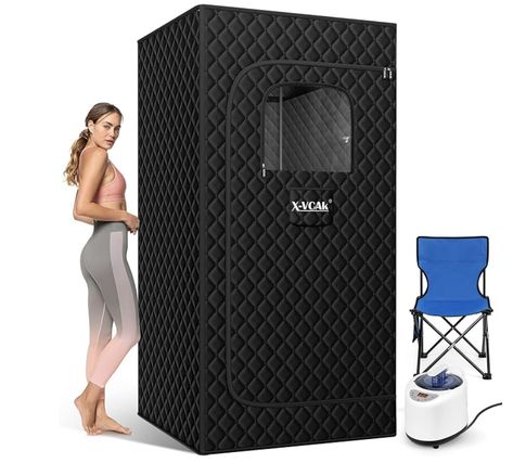 Portable steam sauna: Burn calories, detox, relax muscles, relieve stress, improve circulation, skin. Timer, essential oils, XL size, convenient design. Sauna Box, Sauna Tent, Portable Steam Sauna, Home Sauna, Portable Sauna, Gym At Home, Steam Sauna, Sauna Room, Transom Windows