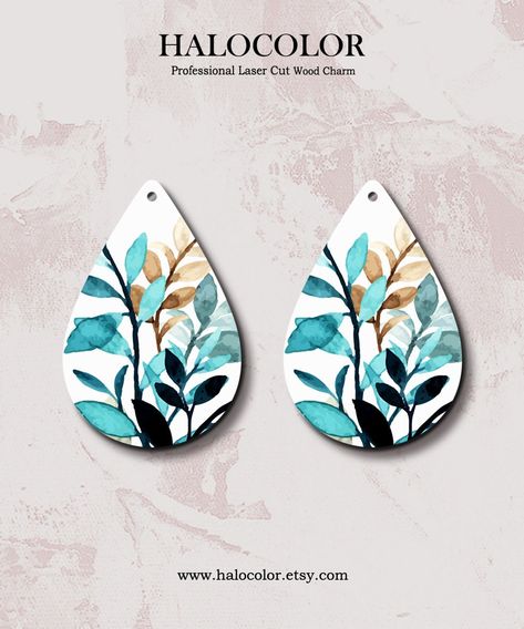 "All of our wooden pieces are made from smooth Birch Plywood. They fit for your craft projects,unique jewelry, holiday ornaments, embellishments, souvenir and so on.  Print Series - Filigree Blue Leaf TearDrop Wood Charm / Wooden  Dangle/ Pendant /Embellishments/Fit For Earring T-251 -Quantity: 2 Pieces ( 1 pair ) -Color: As picture ❤ Please note: Colors may vary on different computer monitors and or different lighting conditions. -Material: Birch wood ( Light weight, perfect for earring or the other craft projects.) -Size: Please go to the ［Size］box to choose you need Size. .......... ❤ All Print Wood charm Overview?  Please click here, https://www.etsy.com/shop/halocolor?ref=seller-platform-mcnav&search_query=print ❤ All dyeing Wood charm Overview ? Please click here, https://www.etsy.co Mdf Earrings, Nail Polish Jewelry, Hemp Jewelry, Jewelry Holiday, Hand Painted Earrings, Painted Earrings, Earring Trends, Handmade Fashion Jewelry, Wood Light