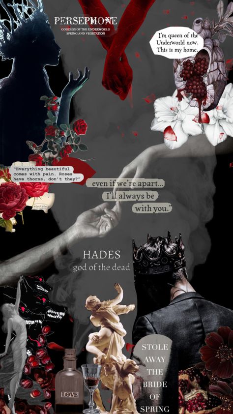 #hadesandpersephone ##hades #persephone #mythology #mythologyaesthetic #pomegranate #greekmythology Hades And Persephone Aesthetic Wallpaper, Persephone Mythology, Emo Aesthetic Wallpaper, Persephone Pomegranate, Hades Aesthetic, Persephone And Hades, Persephone Art, Hades Greek Mythology, Hades Persephone