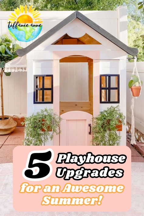 We found the perfect customizable playhouse for our backyard. We got our toddler involved in the process, and she loves her own perfect space to pretend play. Playhouse Remodel, Plastic Playhouse, Playhouse Makeover, Brown Paint Colors, Outdoor Playhouse, Recycled Crafts Kids, Diy Playhouse, Choosing Paint Colours, Choosing Paint