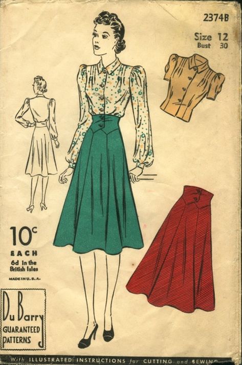 1930s Skirt Pattern, 1930 Skirt, Late 1930s Fashion, Dress Patterns Plus Size, 1930s Skirt, 1930s Blouse, Sewing Skirt, 1940s Dress Pattern, Istoria Modei