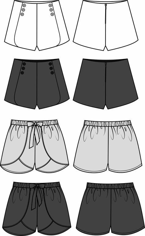 Short Desenho, How To Draw Shorts, Shorts Technical Drawing, Short Sketch, Flat Sketch Template, Shorts Drawing, Sketch Template, Womens Activewear Tops, Boutique Inspiration