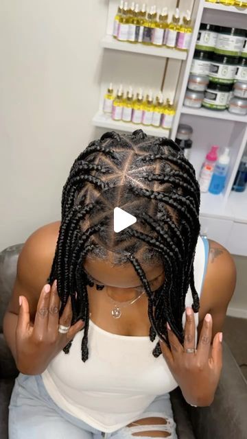 Bantu Knot Braids, Bantu Knots With Braids, Bob Knotless Braids, Short Knotless Braids, Triangle Parts, Triangle Braids, Short Hair Highlights, Helpful Things, Bantu Knots