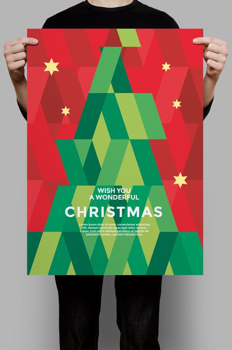 Modern geometric christmas card flyer template. X'mas Card, Christmas Poster Design, Geometric Christmas, Typographie Inspiration, Christmas Graphic Design, Business Holiday Cards, 타이포그래피 포스터 디자인, Christmas Flyer, Christmas Graphics