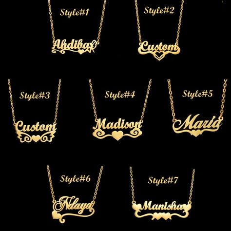 Buy 10K Solid Gold Customized Name Necklace Jewelry Personalized online on Etsy India. Shop for handmade, vintage and unique Monogram & Name Necklaces items from EmpireJewelryDesign online on Etsy Necklace Name Design, Customized Name Necklace, Custom Gold Jewelry, Love Name, Nameplate Necklace Gold, Latina Jewelry, Name Necklaces, Mexican Jewelry, Gold Name Necklace